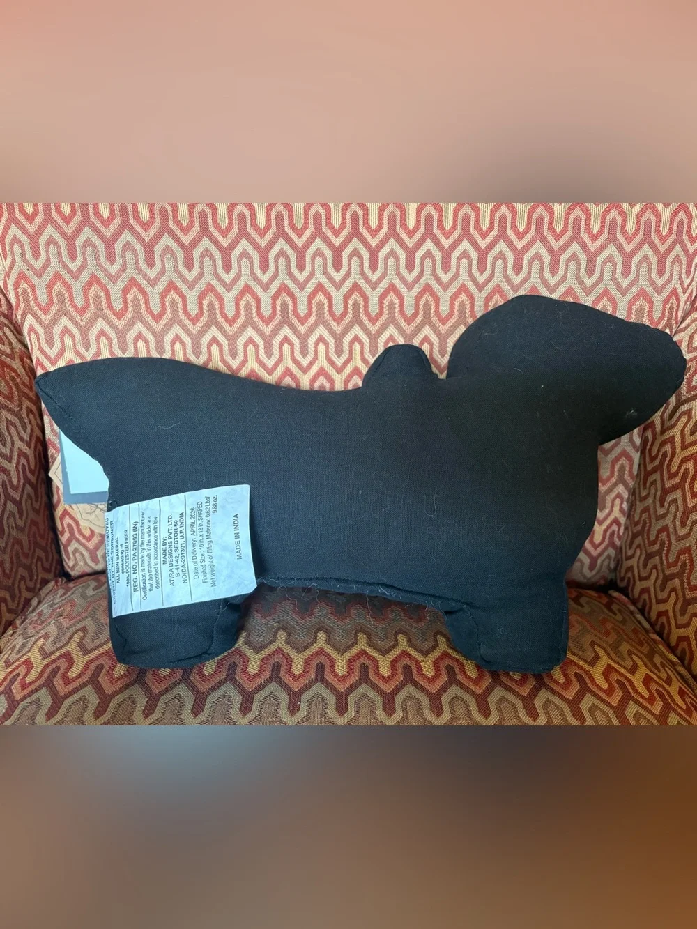 Decorative Dachshund Shaped Halloween Pumpkin Beaded Throw Pillow - Orange/Black